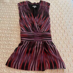Classiques Entier 100% Silk Vintage Red Purple Black Pattern Top wBelt (Size S)